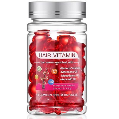 Conditioning Serum For Frizzy And Dry Hair, Hair Vitamin Oil Capsules With Argan, Avocado And Moroccan Oils, Anti-Frizz Leave-In Conditioner With Vitamins A, C, E And B5(40pcs)