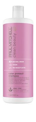 Paul Mitchell Clean Beauty Color Protect Shampoo, Gently Cleanses, Protects Hair Color, For Color-Treated Hair, 33.8 oz.