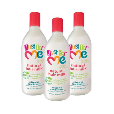 Just For Me Natural Hair Milk Silkening Conditioner, Nourishes For Softness Bounce, With Coconut Milk, Shea Butter, Vitamin E Sunflower Oil, 13.5 Ounce (3 Pack)