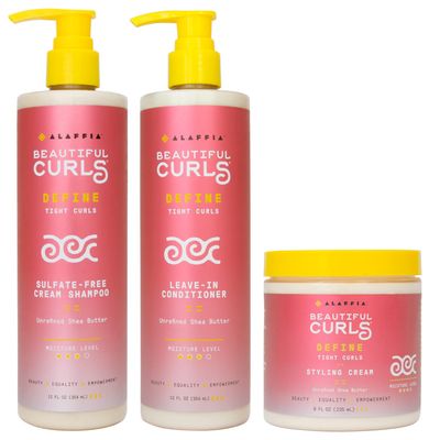 Alaffia Beautiful Curls Define Shampoo and Leave in Conditioner Set, 12 Fl Oz Ea with Styling Cream, Curly Hair Products, Shea Butter, Vitamin E Coconut Oil, 8 Fl Oz