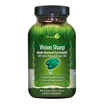 Irwin Naturals Vision Sharp Multi-Nutrient Eye Health with Lutein, Bilberry Omega-3s - 42 Liquid Softgels