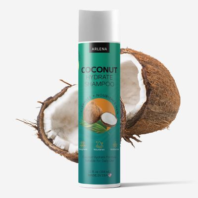 Arlena Coconut Shampoo - Moisturizing Sulfate-Free Shampoo with Coconut Oil, Argan Shea Butter - Nourishing Hair Cleanser for Dry Curly Hair - 12 fl oz
