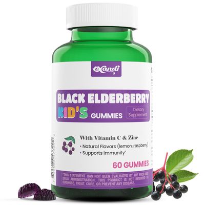 Elderberry Vitamin C and Zinc Gummies for Kids Adults - Sambucus Elderberry Gummies Immune Support, Natural Berry Flavor, Vegan, Gluten-Free, 60 Gummies (2-Month Supply)
