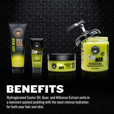GIBS Con Man Hair Beard Pudding - Leave In Conditioner - Curl Definer - Moisturizer - 3.25 oz Travel Size