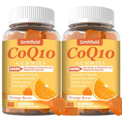 2 Pack CoQ10 500MG Gummies - Plus Omega-3, Magnesium, Vitamin B3 Zinc - 3X Better Absorption Coenzyme Q10 Supplements for Heart Health, Cellular Energy Antioxidant, Vegan, Non-GMO 120 Counts