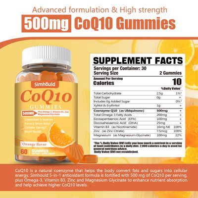 2 Pack CoQ10 500MG Gummies - Plus Omega-3, Magnesium, Vitamin B3 Zinc - 3X Better Absorption Coenzyme Q10 Supplements for Heart Health, Cellular Energy Antioxidant, Vegan, Non-GMO 120 Counts
