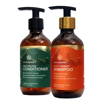 HairSmart Shampoo Conditioner Set for Hair Loss, Paraben Sulfate Free Shampoo and Conditioner with Ayurvedic Herbs, Hair Growth Shampoo Conditioner for Dry and Damage Hair. 2 Bottles (10oz Each)