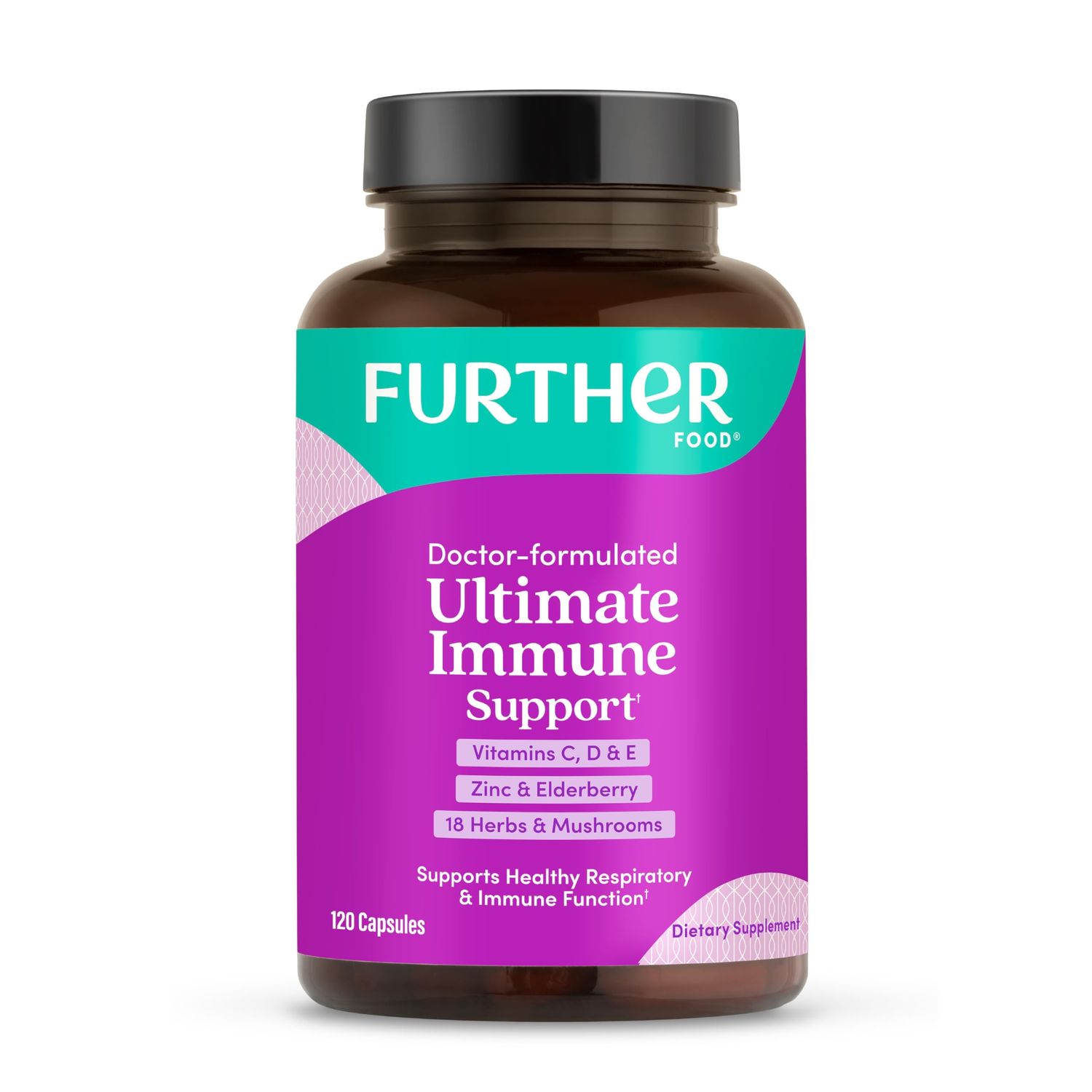 Further Food Ultimate Immune Support Vitamin C, D, E and Zinc Natural Immunity Booster Multivitamin Herbal Supplement Elderberry Echinacea, Daily Immune Defense Antioxidant Support.