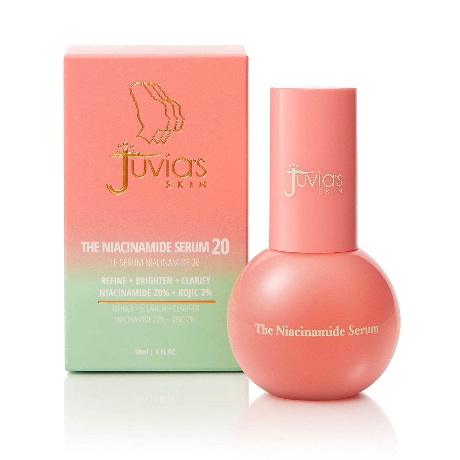 Juvia&#39;s Place The Niacinamide Serum 20, 1 fl oz, Super Concentrated, Zinc 2, Clarify Hyper-Pigmentation, Smooth, Moisturize