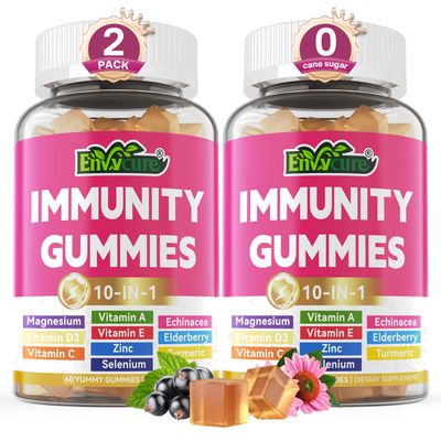 Vitamin C D3 Zinc Gummies for Adults wEchinacea, Elderberry, Selenium, Magnesium Vitamin D3 5000IU, Daily Immunity Booster Multivitamin Gummies, for Immunity Antioxidant Bone Energy Vegan 2 Pack
