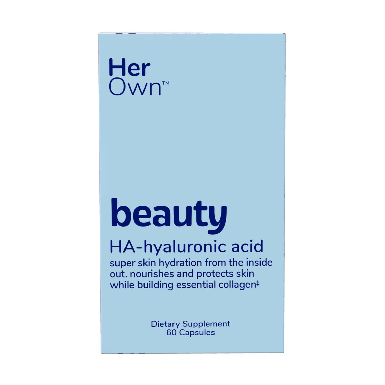 Her Own Beauty Hyaluronic Acid Capsules, Skin Hydration, Nourishes and Protects Skin, Essential Collagen, Hyaluronic Acid, Supports Beautiful Skin, with Zinc, Magnesium, Vitamin C, 60 Count