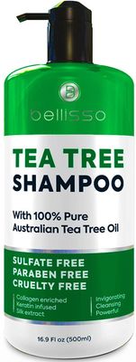 Tea Tree Oil Shampoo - Sulfate and Paraben Free with Collagen Keratin - Ideal for Women and Men with Oily Hair and Scalp Buildup - Anti Dandruff Treatment for Itchy, Dry Scalps - Salon Grade Products