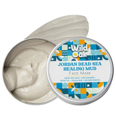 WildOak Dead Sea Healing Mud Clay Mask for Face Body 2 Niacinamide, Calendula Zinc Oxide Paraben Sulphate Free Blemishes, Evens Skin Tone, Enhances Radiance For All Skin Types 3.52 oz