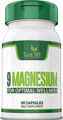 Magnesium Supplement with 9 Forms of High Absorption Magnesium Glycinate, L-threonate, Citrate, Malate and More for Muscle, Brain Support, Non-GMO, Gluten Soy Free, 60 Capsules
