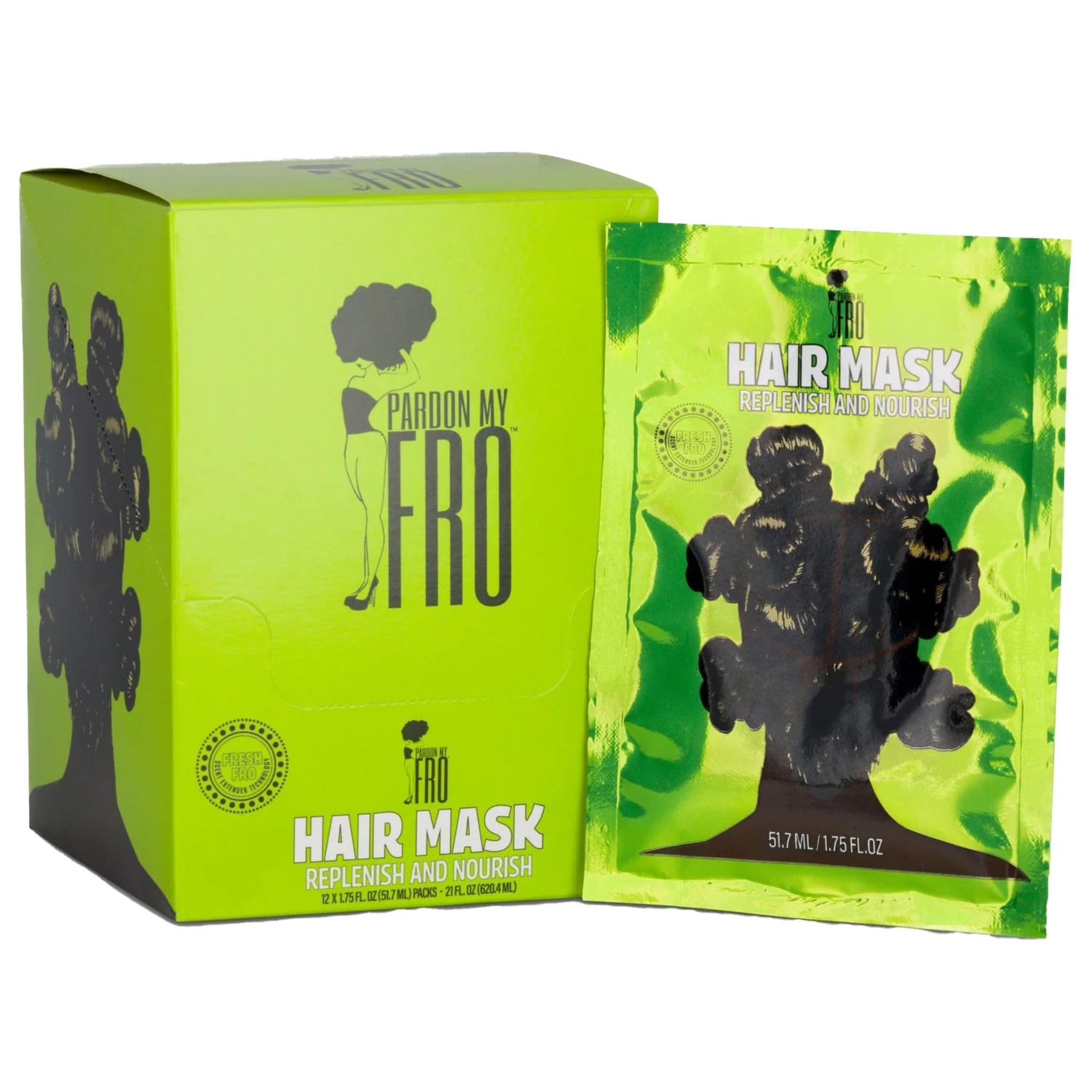 Pardon My Fro Hair Mask - Argan Oil Jojoba Oil for Curly, Coily Hair - 12 Pack x 1.75 oz