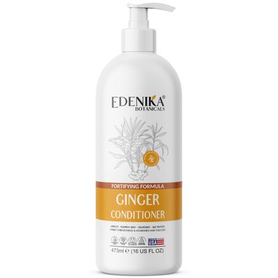 Edenika Botanicals Ginger Conditioner with Apricot, Pumpkin Seed Grapeseed, 16 fl oz, Fortifying Nourishing Formula, Vegan, Sulfate-Free, Paraben-Free, for All Hair Types
