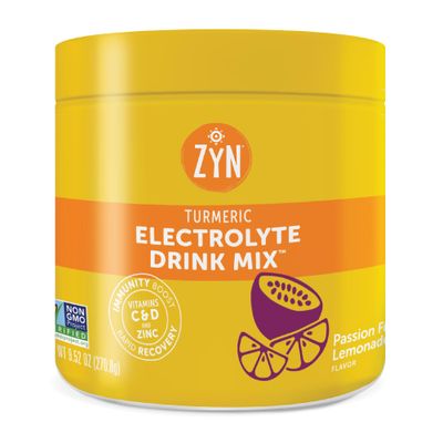 ZYN Electrolyte Hydration Drink Mix (30 Servings), Passionfruit Lemonade Electrolytes Powder, Hydrating Formula wTurmeric Curcumin, Vitamin C D, Zinc, Electrolyte Support Drink Mix