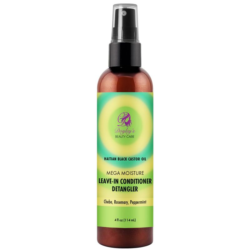 Doyley's Haitian Black Castor Oil Mega Moisture Leave-In Conditioner Detangler 4oz Chebe Powder, Rosemary, Peppermint