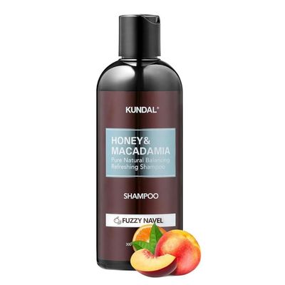 KUNDAL Natural Hair Shampoo Fuzzy Navel Scent Nourishing for Dry Hair with Honey, Argan, Macadamia Oils - Paraben Sulfate Free, 10.14 oz (300ml)