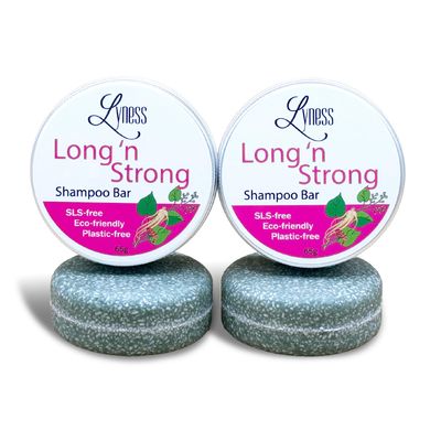 Lyness Long n Strong Shampoo Bars 2 Bars With Fo-Ti, Amla, Castor Oil, Peppermint, Ginseng