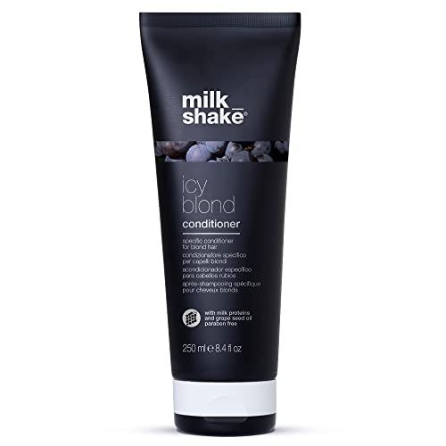 milk_shake icy blond conditioner toning conditioner with black pigment to neutralize yellow and brass in platinum blonde hair smooths, hydrates, and brightens cool tones 8.4 Fl Oz