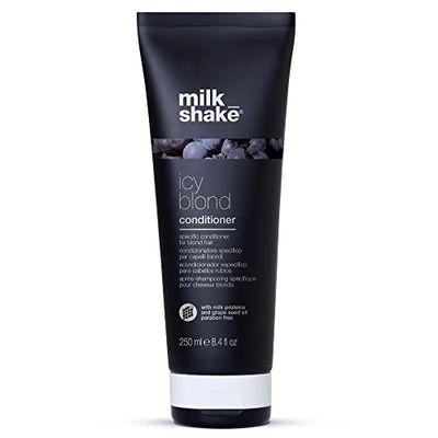 milk_shake icy blond conditioner toning conditioner with black pigment to neutralize yellow and brass in platinum blonde hair smooths, hydrates, and brightens cool tones 8.4 Fl Oz