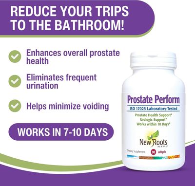 New Roots Prostate Support Supplement with 16 Herbal Ingredients: Saw Palmetto, Plant Sterols, Borage Oil, Selenium, Vitamins Zinc (60 Softgels) Relieves Weak Urine Flow, Frequent Urination