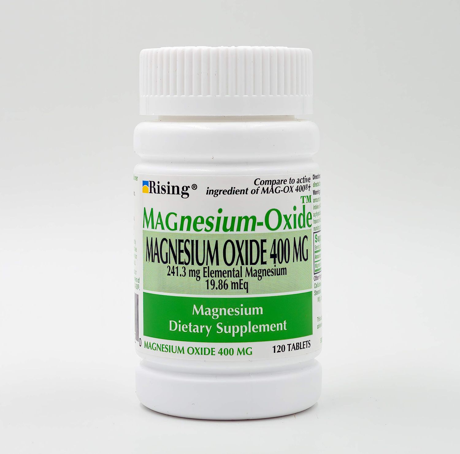 Rising Pharma - Magnesium Oxide 400mg - Elemental Magnesium Dietary Supplement - 120 Count