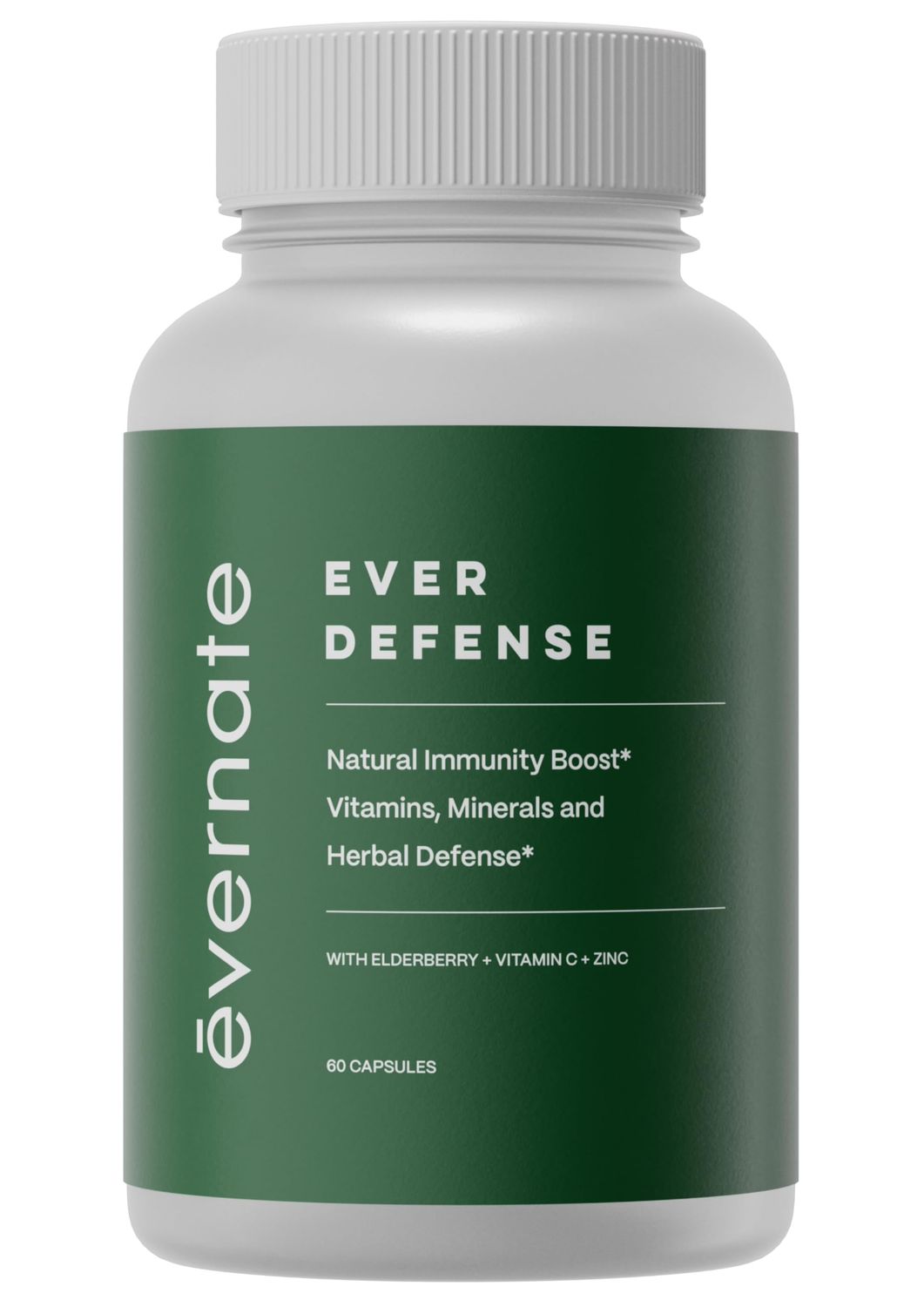 Evernate Ever Defense Immune Support Supplement I Combination of Elderberry, Echinacea, Vitamins, Minerals Amino-Acids Non-GMO, Gluten Free Easy to Swallow I 60 Capsules