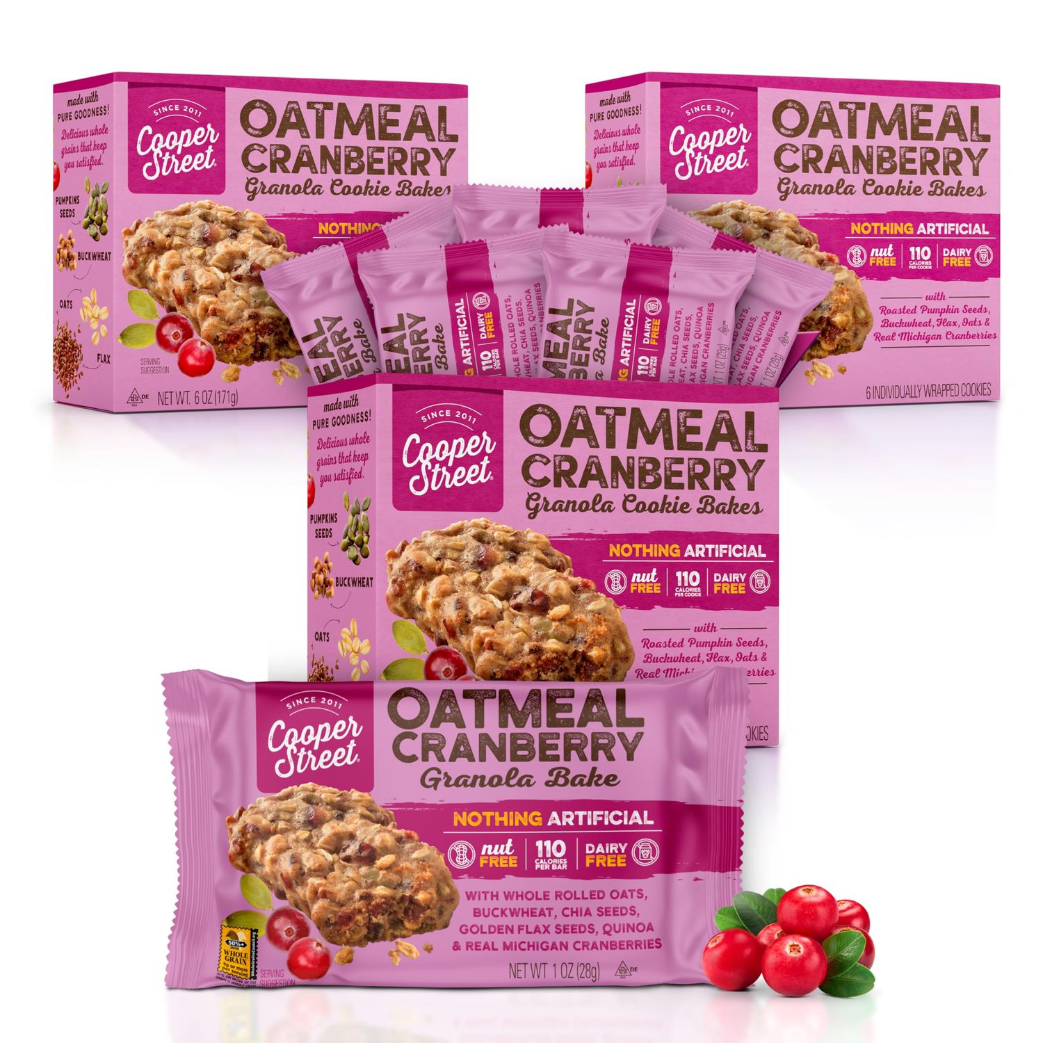 Cooper Street Cookies Chewy Granola Bakes, Oatmeal Cranberry (1 Ounce (18 Count))