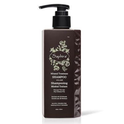 Saphira Mineral Treatment Shampoo for Fine, Thin and Color-Treated Hair, Sulfate-Free, Paraben-Free, Strengthens, Volumizes and Defines Weak and Fragile Hair, 8.5 Ounce