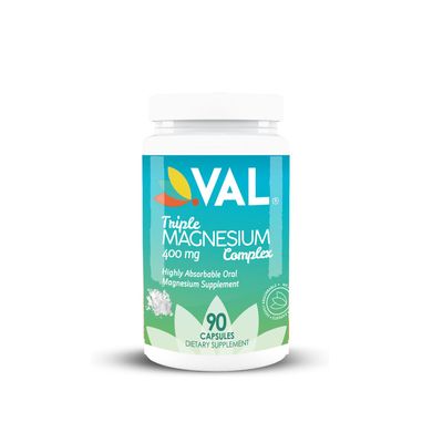 VAL Triple Magnesium Complex, 400mg of Magnesium Glycinate, Taurate, Citrate for Muscle Relaxation, Sleep Support, Calm Energy, Support Healthy Magnesium Levels, Vegan, Non-GMO, 90 Capsules