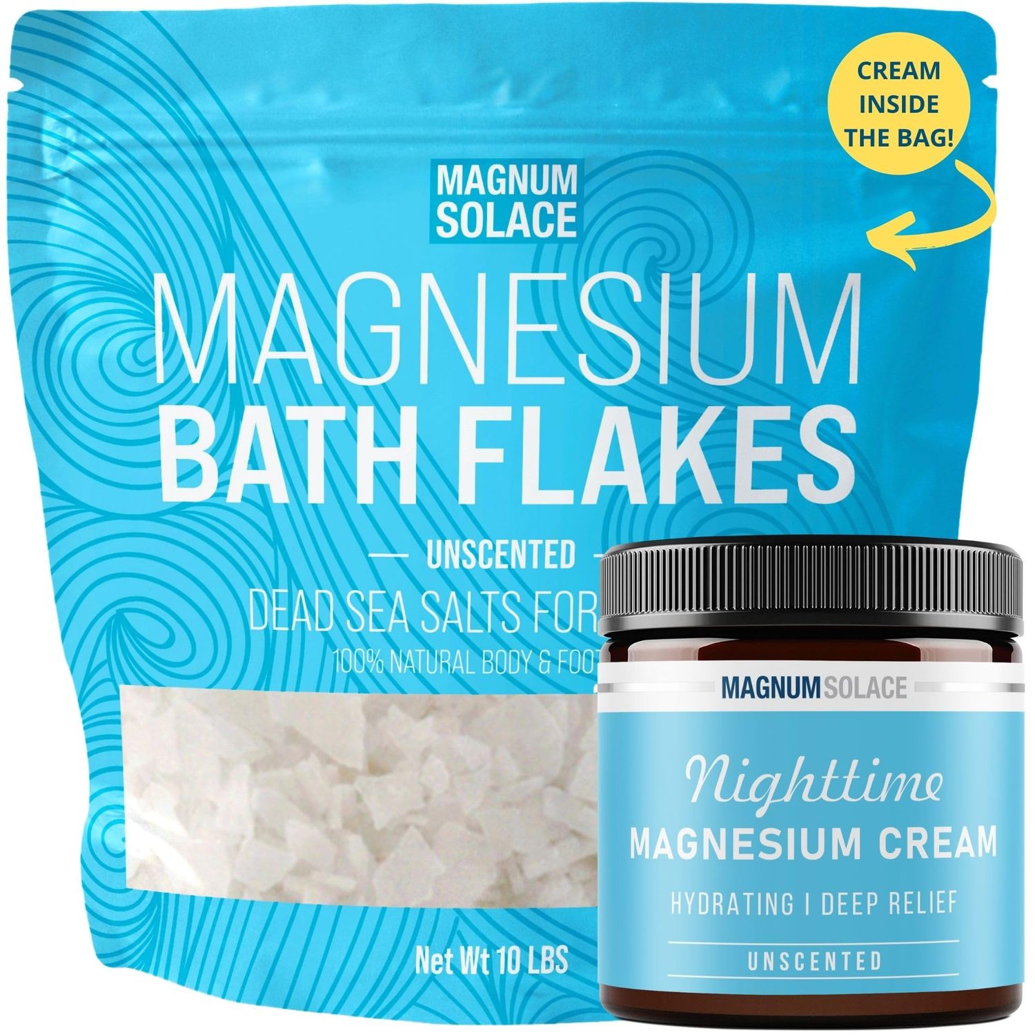 Magnesium Flakes for Bath, 10 lbs Nighttime Magnesium Cream That Comes Inside The Bag