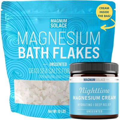 Magnesium Flakes for Bath, 10 lbs Nighttime Magnesium Cream That Comes Inside The Bag