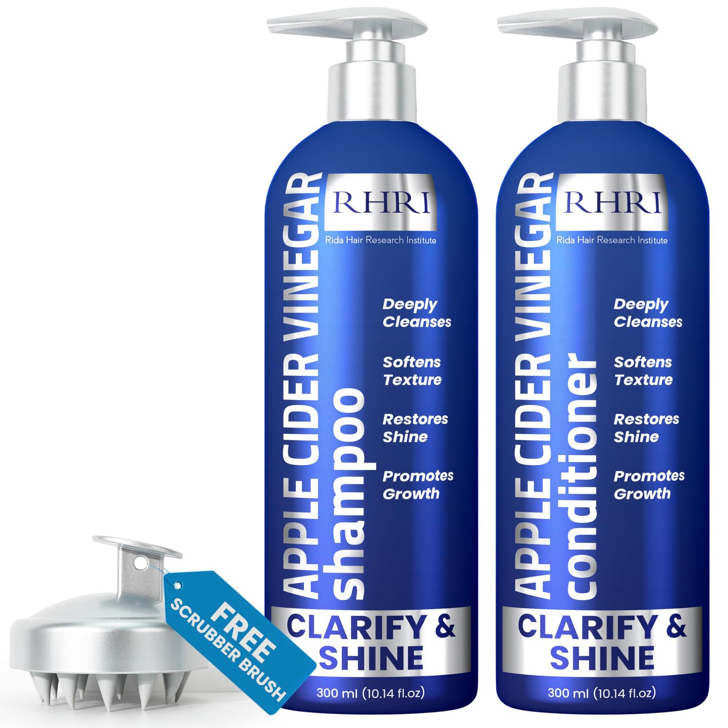 Apple Cider Vinegar Shampoo and Conditioner Set Deep Cleansing, Frizz Control, Shine Restoration Scalp Care Clarifying Shampoo for All Hair Types 10.14 fl.oz (Pack of 2)