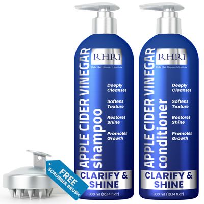 Apple Cider Vinegar Shampoo and Conditioner Set Deep Cleansing, Frizz Control, Shine Restoration Scalp Care Clarifying Shampoo for All Hair Types 10.14 fl.oz (Pack of 2)