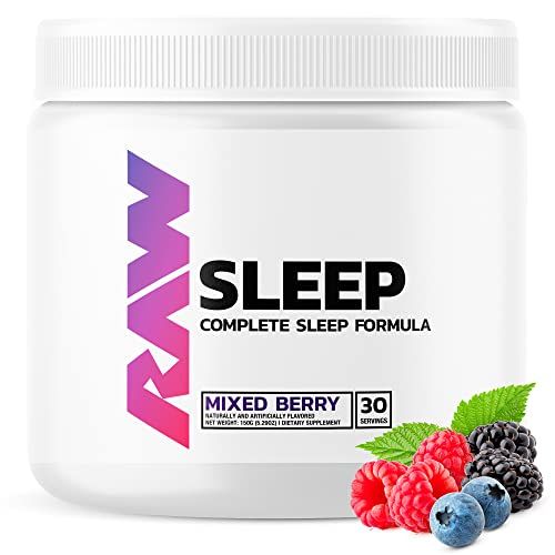 RAW Natural Sleep Aid Supplement - Relaxation Enhancer Mood Support with Melatonin, Magnesium, Zinc, L-Tryptophan Lemon Balm Extract to Relax Calm The Mind Body - 30 Servings, Mixed Berry