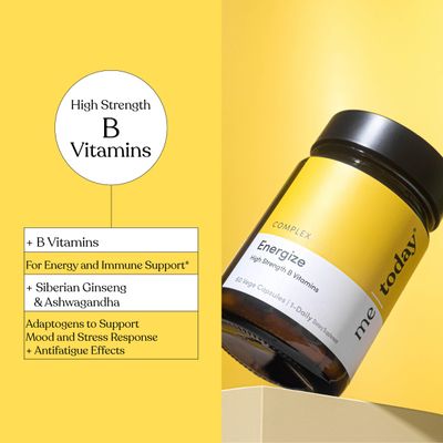 me today - Energise Supplement, 60 Capsules, High Strength B Vitamins with B6 B12, Vitamin C, Ashwagandha and Zinc, Vegan