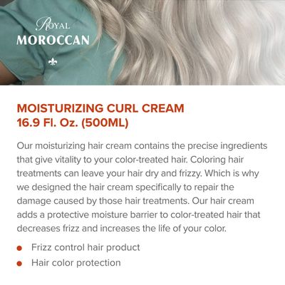 Style Cream for Frizzy Hair Control and Color Treated Hair Style Defining Cream Moisturizing Style Conditioner Cream Hair Styling Cream (Royal Moroccan Argan Oil Hair Products (500 ml 16.9)