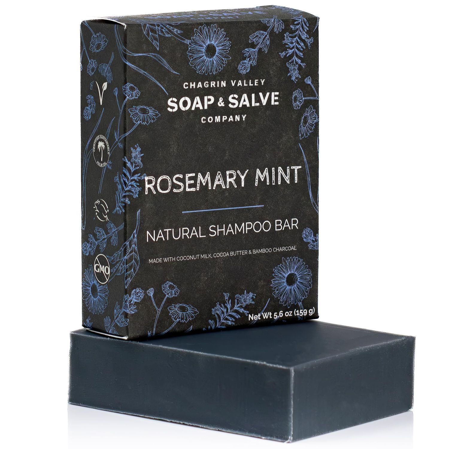Organic Natural Shampoo Bar (Rosemary Mint Charcoal, 1 Bar)
