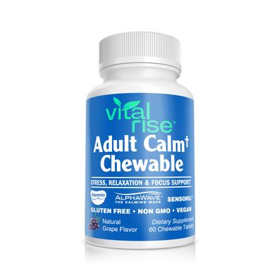 Vital Rise Magnesium Ashwagandha Chewable Tablets for Adults - High Absorption Magnesium Stress Support Supplement - Gluten-Free, Vegan, Non-GMO, Grape-Flavored (60 Count)