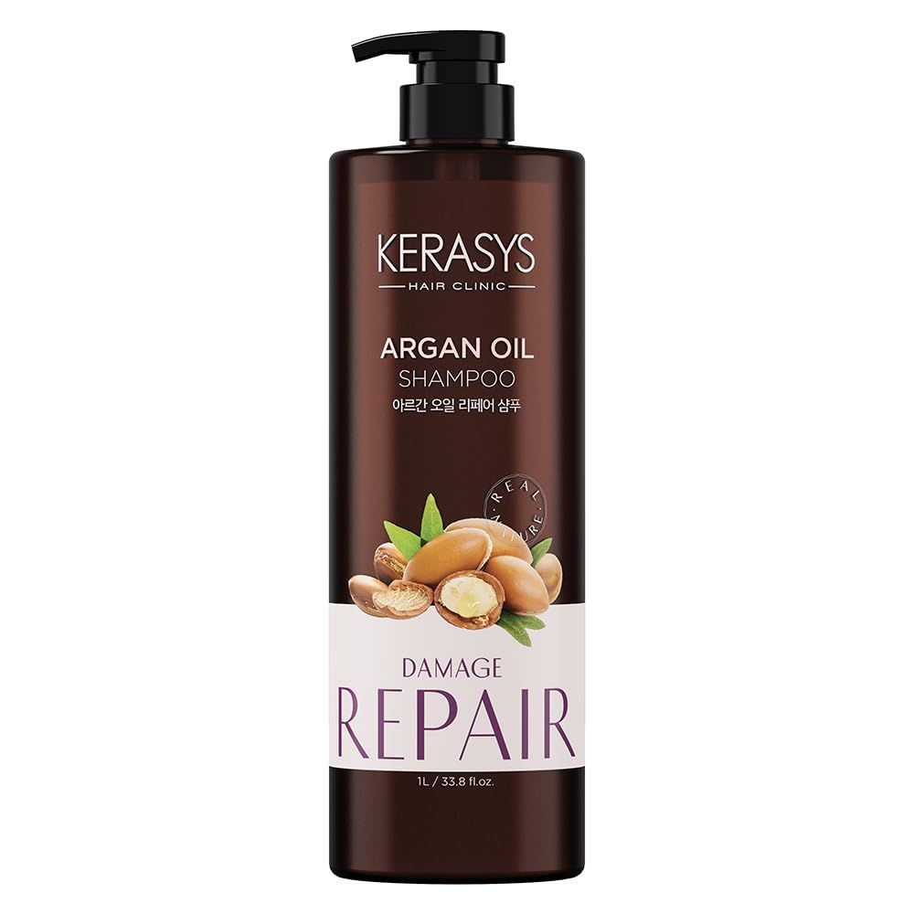 Kerasys Argan Oil Real Nature for Extremely Damaged Hair 33.8 fl oz 1L (Shampoo, 1-Pack)