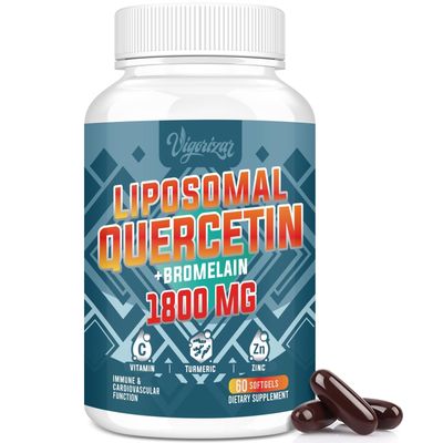 Liposomal Quercetin Phytosome, Quercetin with Bromelain, Zinc Vitamin C, Bioactive Phytosome Complex, 20X Higher Absorption - 60 Softgels