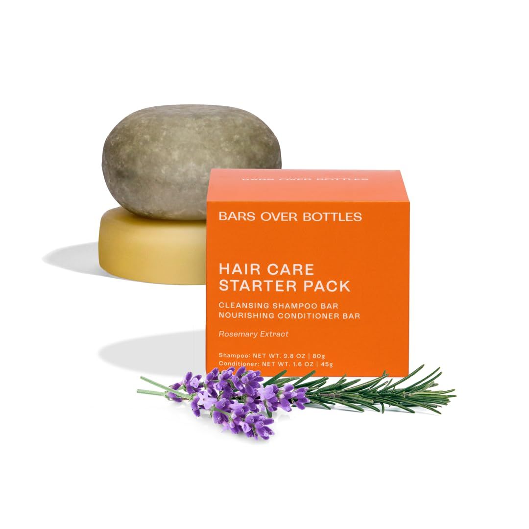 Solid Shampoo and Conditioner Bar Set Best Shampoo Bars for Men and Women For Thinning Hair, Frizz Control Paraben free Natural Hair Bar Soap with Rosemary Extract