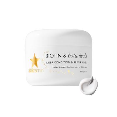 HAIRtamin Hair Conditioner - Biotin Botanicals Deep Conditioning Mask for Dry, Damaged, Bleached Hair Repair, Moisturizing Hair Treatment for Curly Hair, 8 Fl Oz