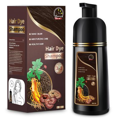ZSMIDU Hair Dye Shampoo 3 in 1 for Gray Hair, Herbal Color Shampoo Hair Dye for Women Men, Grey Coverage Shampoo 500ml (Chestnut Brown)