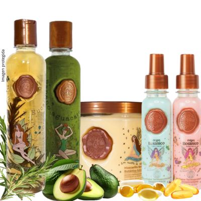 Kit 5 Crecimiento Acelerado y Ultra Reparador S.O.S: Shampoo de Romero, Mascarilla para el Cabello, Acondicionador Intensivo PLEX, DUO Termoprotector para Cabello ( Obsequio RITUAL)