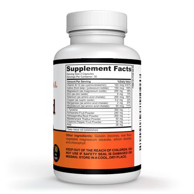 Thyroid Wellness Blend Zinc, Selenium Iodine Complex Ashwagandha Kelp Herbal Support 120 Vegetarian Capsules Natural Energy Metabolism Formula