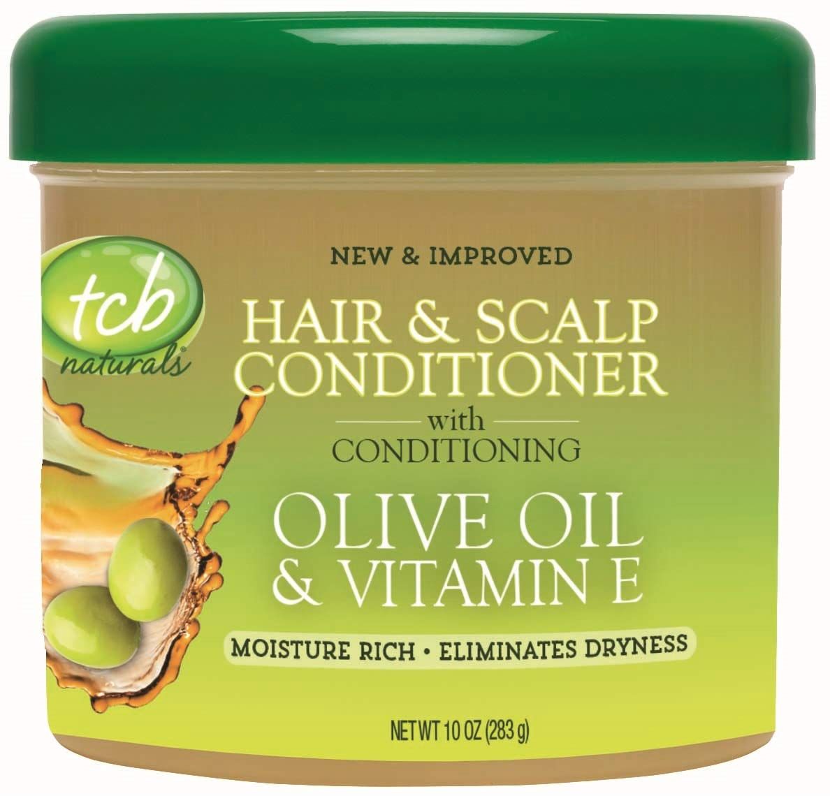 TCB Naturals Conditioner Hair Scalp Olive Oil Vitamin-E Jar, 10 Ounce (4 pack)