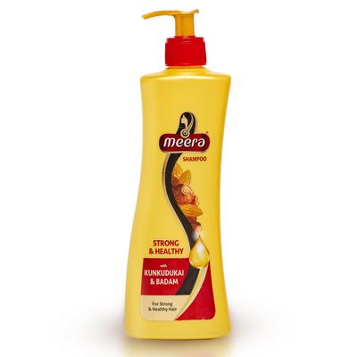 Meera Strong and Healthy Shampoo with Kunkudukai and Badam (Sapindus and Almond) to Reduce Hairfall 340 ml